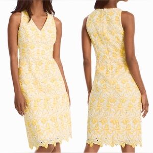 White House Black Market Yellow and White Midi Dress